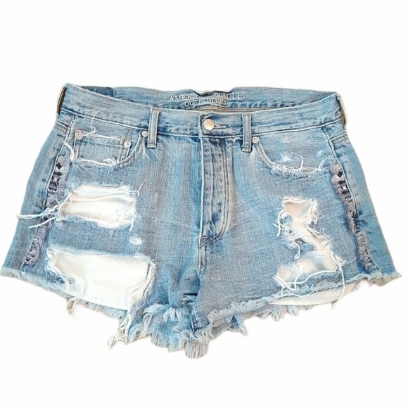 American Eagle Distressed Aztec Jean Shorts - Picture 2 of 7